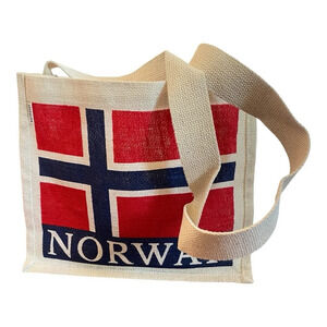 Norway 🇳🇴 Woven Burlap Tote Bag